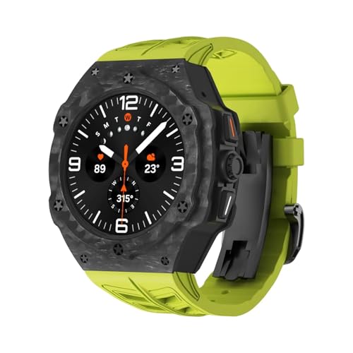 RVHAOODI Luxus Modifikation Kit Galaxy Watch 7 Ultra 47mm Carbon Gehäuse Gummiarmband Galaxy Watch Ultra Carbon Fiber Cover Armbänder von RVHAOODI