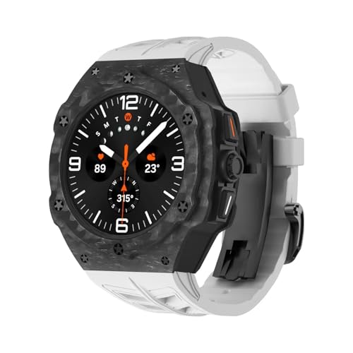 RVHAOODI Luxus Modifikation Kit Galaxy Watch 7 Ultra 47mm Carbon Gehäuse Gummiarmband Galaxy Watch Ultra Carbon Fiber Cover Armbänder von RVHAOODI
