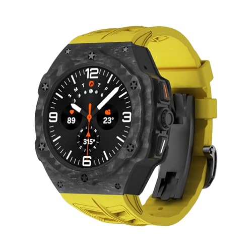 RVHAOODI Luxus Modifikation Kit Galaxy Watch 7 Ultra 47mm Carbon Gehäuse Gummiarmband Galaxy Watch Ultra Carbon Fiber Cover Armbänder von RVHAOODI
