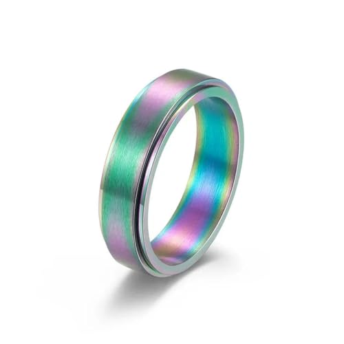 RVHAOODI Matte rotierende Edelstahlring für Paare, um eine Ehe vorzuschlagen; Titan -Stahlring für Regenbogenfarbenringfinger von RVHAOODI