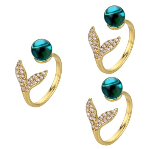 RVHAOODI Meerjungfrau Perle Ringe Teen Dekoration Hoop Gold Hoops Ohrringe für Frauen kleiner Finger Open Ringlegierung Schmuck von RVHAOODI