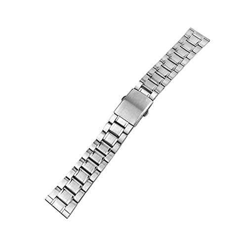 RVHAOODI Metall Edelstahl Ersatzgurt Watch Band Flachschnalle Handgelenksband Silber Gold, Silberarmband, 12 14 16 18 20 22 mm Armband von RVHAOODI
