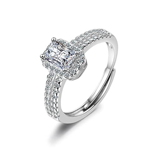 RVHAOODI Mode einfache Prinzessin Square Zirkonium Diamant weiblicher Ring Hochzeitsfeiertag Frauen Ring Valentinstag Geschenkschmuck Schmuck von RVHAOODI