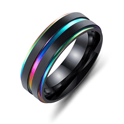 RVHAOODI Mode einfache zweifarbige Ring-Edelstahl Farbe Unisex Paar Ring Exquisity Ehering Ladies Schmuck Schmuck von RVHAOODI