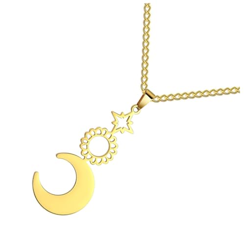 RVHAOODI Mond Anhänger Halskette Frauen zartes Schlosskettenschmuck, die besondere Anlässe wie Valentine Day Weihnachten und Muttermaterial für den täglichen Abnutzen haben von RVHAOODI