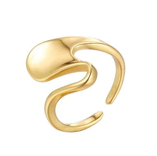 RVHAOODI NEU RETRO All-Match Open Cross Smiley Ring Ins Mode Persönlichkeit unregelmäßiger U-förmiger einfacher Ring Des von RVHAOODI