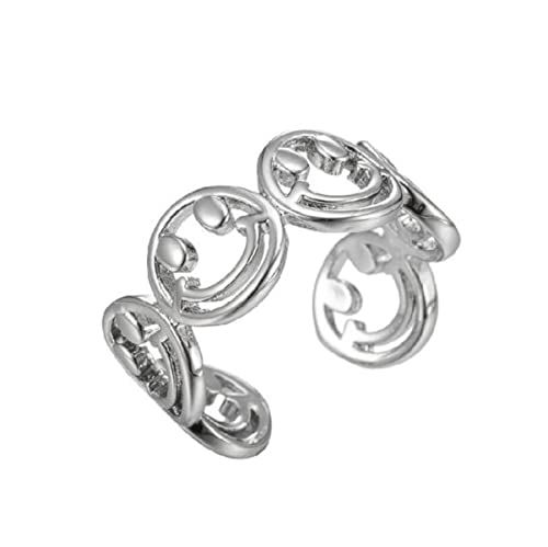 RVHAOODI NEU RETRO All-Match Open Cross Smiley Ring Ins Mode Persönlichkeit unregelmäßiger U-förmiger einfacher Ring Des von RVHAOODI