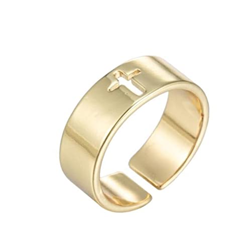 RVHAOODI NEU RETRO All-Match Open Cross Smiley Ring Ins Mode Persönlichkeit unregelmäßiger U-förmiger einfacher Ring Des von RVHAOODI