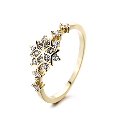 RVHAOODI Nette Frauen einfache Schneeflockenringe Chic Ziery Snow Flake Rings Party zarte Zirkonringe Hochzeit Schmuck Schmuck von RVHAOODI