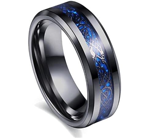 RVHAOODI Paarringe Männer Edelstahl keltischer Drachenring Schwarz Zirkon Frauen Ehering -Ringe Set Valentinstag Schmuck von RVHAOODI