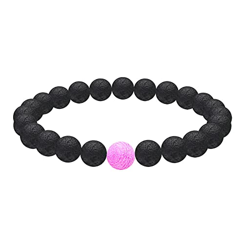 RVHAOODI Perlen S, Perlens natürliche rosa verwitterte schwarze Lava -Steinperlen Armreifen Elastic Reiki Kristallschmuck für Männer Frauen von RVHAOODI
