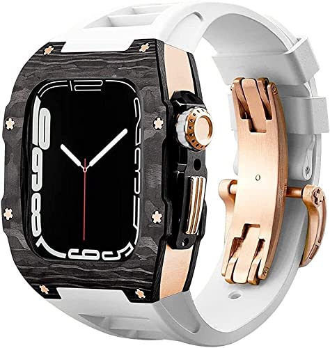 RVHAOODI Premium Carbon Faser Modification Kit Watch Hülle ， für 8 7 45 mm mit Fluororubber Uhrengurt für Männer, modifiziert von RVHAOODI