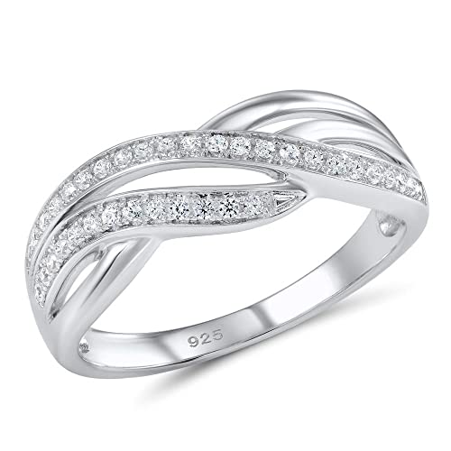 RVHAOODI Reiner Ring für Frauen glänzende weiße kubische Zirkonia täglich Kleidung feiner Schmuck von RVHAOODI