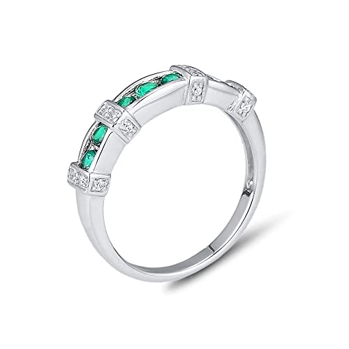 RVHAOODI Reiner Ring für Frauen glänzender grüner Spinell weißer Kubikzirkonia -Party zarter feiner Schmuck von RVHAOODI