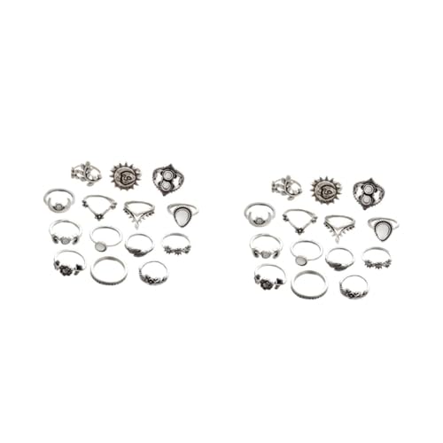 RVHAOODI Ringe den Finger Vintage Schöne Metallmodesfrau Ring Silber Legierungsschmuck von RVHAOODI