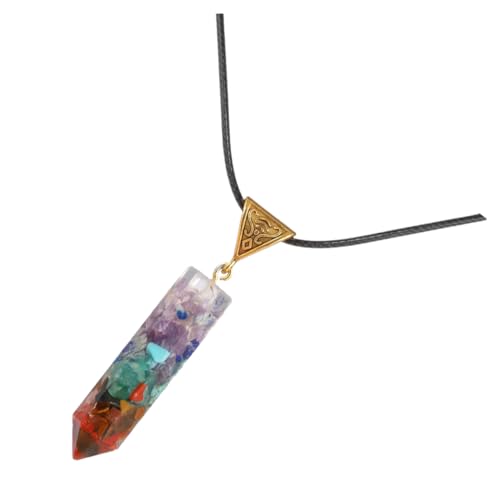 RVHAOODI Schmuck farbenfrohe Rauhstein -Chakra Anhänger Choker Halsketten für Frauen Meditation Edelstein Halskette Lederkabel Schmuck Schmuck von RVHAOODI