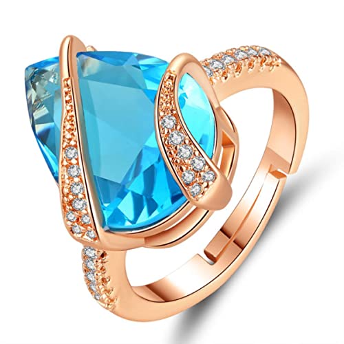 RVHAOODI Sea Blue Wassertropfen Zirkon Ring Frau Retro Schmucktopaz Offener Ring RVHAOODI Sea Blue Wassertropfen Zirkon Ring Frau Retro Schmucktopaz Offener Ring von RVHAOODI