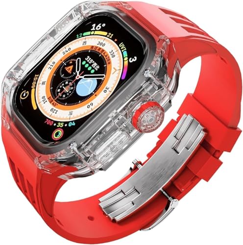 RVHAOODI Set luxuriöser transparenter Wachboxen Silikon -Uhr -Armband für Ultra 8 49 mm, 45 mm, 44 mm, Umwandlungskit mit Metallverschluss für iWatch von RVHAOODI