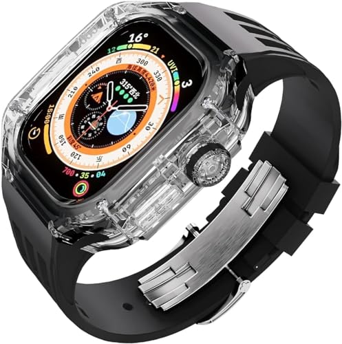 RVHAOODI Set luxuriöser transparenter Wachboxen Silikon -Uhr -Armband für Ultra 8 49 mm, 45 mm, 44 mm, Umwandlungskit mit Metallverschluss für iWatch von RVHAOODI