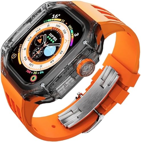 RVHAOODI Set luxuriöser transparenter Wachboxen Silikon -Uhr -Armband für Ultra 8 49 mm, 45 mm, 44 mm, Umwandlungskit mit Metallverschluss für iWatch von RVHAOODI