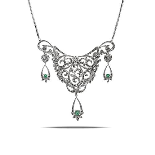 RVHAOODI Silberkette für offene Blütenblatt -Weinstil mit Onyx Chalcedon Anhänger Halskette RVHAOODI Silberkette für offene Blütenblatt -Weinstil mit Onyx Chalcedon Anhänger Halskette von RVHAOODI
