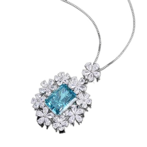 RVHAOODI Sterling 12 * 16mm Moissanit Edelsteinblume Pendellanhänger Halskette Juwely Geschenk von RVHAOODI