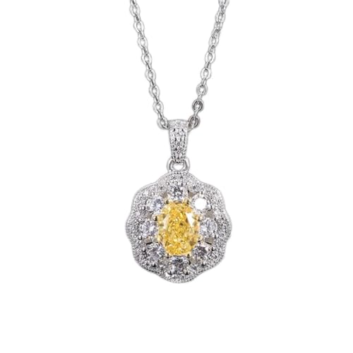 RVHAOODI Sterling Blume Moissanit Edelstein Hochzeit Anhänger Halskette für Frauen Schmuck von RVHAOODI