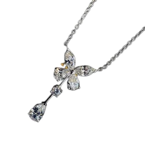 RVHAOODI Sterling Moissanit Edelstein Jubiläum Schmetterling Halskette Schmuck von RVHAOODI