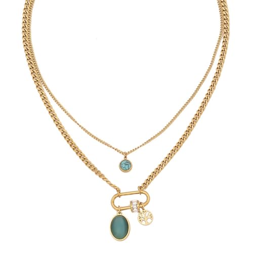 RVHAOODI Stylischer Anhänger Halskettenschmuckzubehör mit Smaragd- und Mondsteinakzenten von RVHAOODI