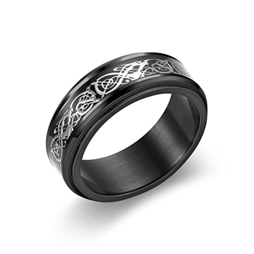 RVHAOODI Titanium Edelstahl Rotatable Ringe Drachen Muster Fischknochen Männer Ringe Frauen Schmuck für Partygeschenk RVHAOODI Titanium Edelstahl Rotatable Ringe Drachen Muster Fischknochen Männer Ringe Frauen Schmuck für Partygeschenk von RVHAOODI