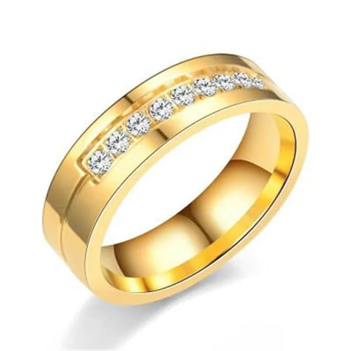 RVHAOODI Titanium Stahl Zirkon Ring Mode Strass Einfacher Hochzeits Engagement Jubiläum Fingerringe für Männer Frauen Liebhaber von RVHAOODI