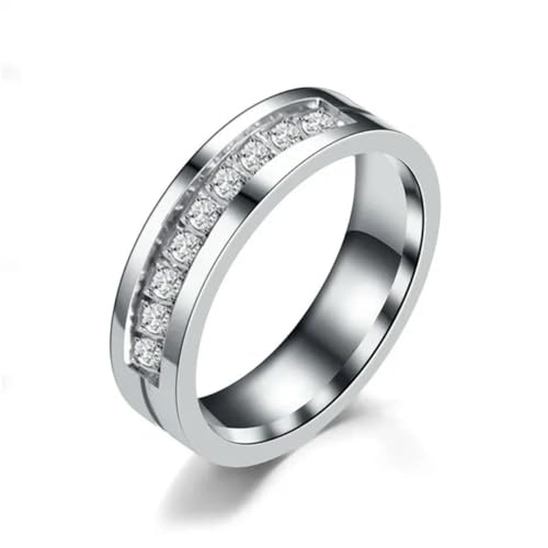 RVHAOODI Titanium Stahl Zirkon Ring Mode Strass Einfacher Hochzeits Engagement Jubiläum Fingerringe für Männer Frauen Liebhaber von RVHAOODI