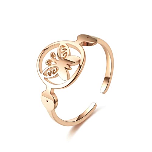 RVHAOODI Titaniumstahl Ring Hohlboten Schmetterling weibliche verstellbare silberne Edelstahlringe für Frauen Männer von RVHAOODI