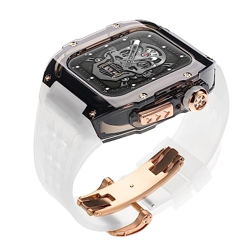 RVHAOODI Transparentes Fluororubber transparentes Uhrengurt für 8 7 6 Se 5 4 44 mm 45 mm Modifikation Kit des Gummi -Sportarmbandes von RVHAOODI