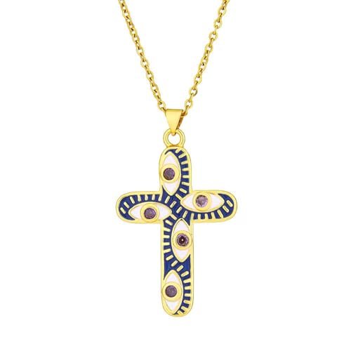 RVHAOODI Trendy Schmuck Europäischer und amerikanischer Kreuz Halskette Herren- und Frauen tropfende Ölfarbe Paar Halskette Accessoires Hochzeitstag, Valentinstag, Weihnachtsgeburtstag Geschenk von RVHAOODI