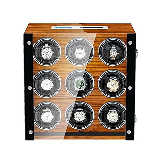 RVHAOODI Uhr Wickler Automatic Watch Winder Box mit ruhigem Motor 5 Rotationsmodi LED Backlight LCD Touchscreen Display Fernbedienung (9 0) Uhr Wickler von RVHAOODI