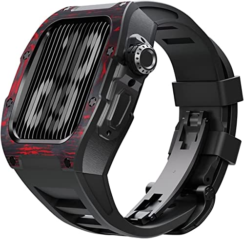 RVHAOODI Upgrade Carbon Fasergehäuse Gummi -Uhr -Band ， für 8 7 45/44mm, Mod Kit Metal -Lünette Fluororubber -Gurt ， für iWatch 6 5 4 SE Uhr Band von RVHAOODI