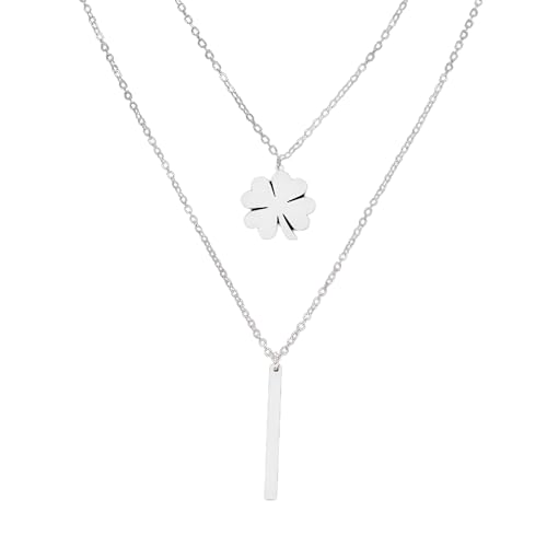 RVHAOODI Vier Blattklee Halskette Langkette für Frauen Mädchen Kristallklee Anhänger - Bohemian 4 Blattklee Halskette, Halskette, Glücksklee Geburtstag von RVHAOODI