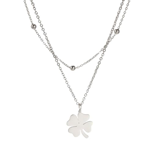 RVHAOODI Vier Blattklee Halskette für Frauen Mädchen minimalistischer Klee Anhänger - 4 Blattklee Halskette, Halskette, Glücksklee Halskette zum Geburtstag von RVHAOODI