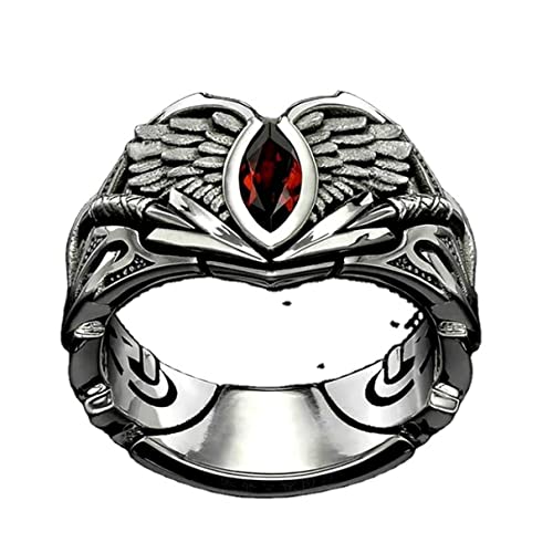 RVHAOODI Vintage Angel Wing Pfeilring für Männer eingelegtes Acrylzirkon Hip Hop Rock Party Herren Ringschmuck Accessoires Anillos Anillos von RVHAOODI