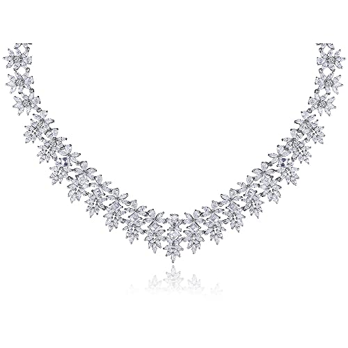 RVHAOODI Weiße Halshalskette für Frauen, Luxuszweigstil Natural Crystal Lock Chain Halskette, Mode Hochzeitsschmuck Geschenk für sie von RVHAOODI