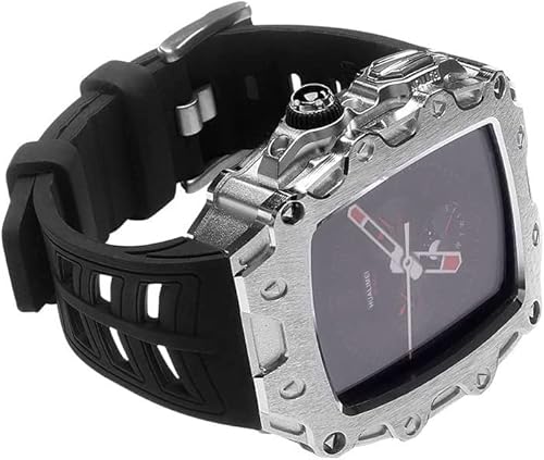 RVHAOODI Zinklegierung Hülle Silikonbandmodifikation Kit ， Ultra 8 7 44 mm 45 mm robuster Edelstahlschnalle Kieselchen Gentrand ， 6 5 4 SE Armband Armband von RVHAOODI