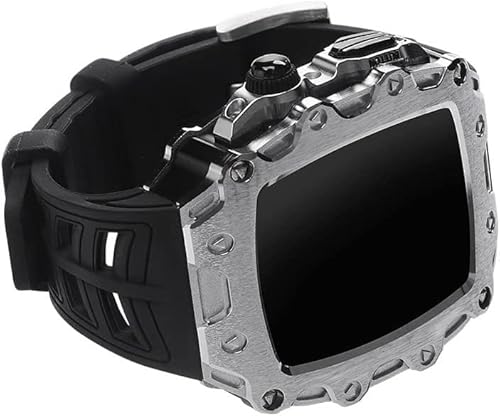 RVHAOODI Zinklegierung Hülle Silikonbandmodifikation Kit ， Ultra 8 7 44 mm 45 mm robuster Edelstahlschnalle Kieselchen Gentrand ， 6 5 4 SE Armband Armband von RVHAOODI
