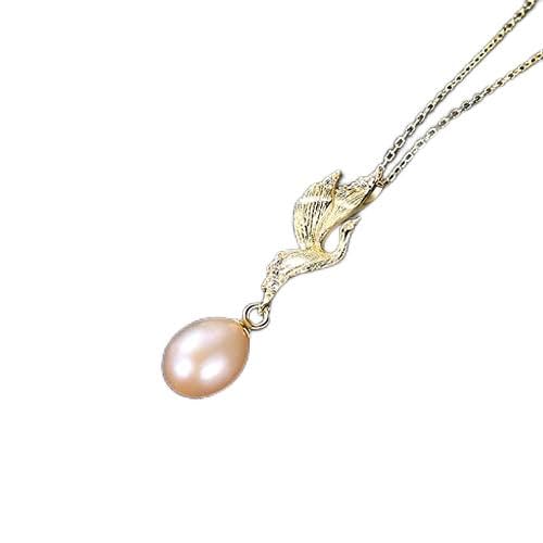 RVHAOODI lebendige Kran anheizt Halsketten dünne Kette natürliche Perle Fein Schmuck Frauen Mädchen von RVHAOODI