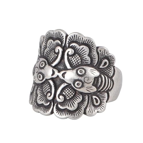 Ringe, Damen Sterling ein verstellbarer Ring Retro Distressed Butterfly Open Wide Finger Circlet Ethnic Style Stapelbänder Charme Schmuck für den täglichen Verschleiß von RVHAOODI