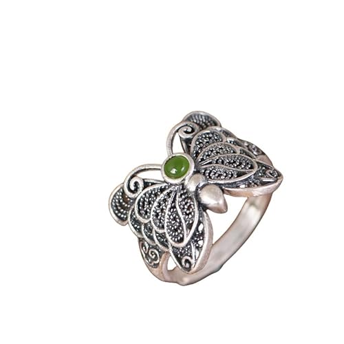 Ringe, sterling einstellbarer Ring für Frauen Retro Distressed Butterfly Eingelegtes Jasper Open Finger Hoops Minimalistische Band Schmuck Accessoire für jugendliche Mädchen von RVHAOODI