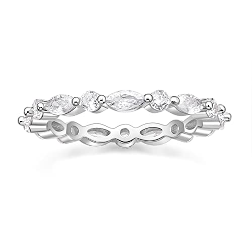 Sterling Silber Silber Ehering für Frauen Kubikzirkonia Stapelbare Ringe Voller Eternität Band Ring Größe 3-13 von RVHAOODI