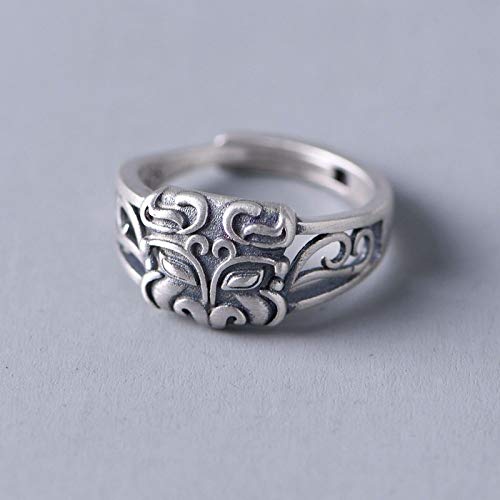 Verstellbarer Ring für Frauen, S Sterling Silversilver Retro Distressed Distressed Gluttonous Chinese Style Nation Verstellbares offenes Knöchel Heckring Finger Joint Zehen Ring Schmuck für Frauen von RVHAOODI