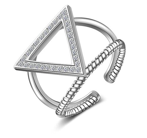 Women Earrings Silver Sterling Pull with Zirconia Triangle Vintage Personality Index Finger Jewellery Wedding/Friendship Rings Stacking Rings Adjustable Women Earrings Silver Sterling Pull with Zirconia Triangle Vintage Personality Index Finger Jewellery Wedding/Friendship Rings Stacking Rings Adjustable von RVHAOODI