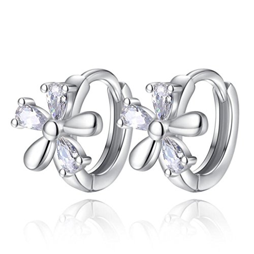 Women's Creole Earrings Sterling Silver with Cubic Zirconia Christmas Daisy Hoop Party Earrings Hypoallergenic Earrings for Women Girlfriend von RVHAOODI